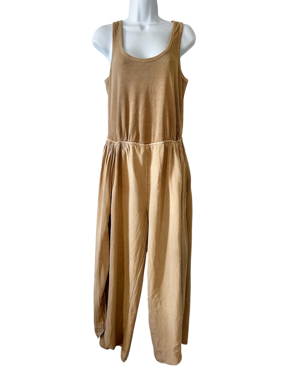 Free People Women’s Natural Dune Breeze Sleeveless One-Piece Jumpsuit- Medium